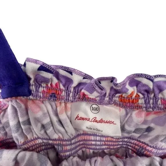 Hanna Andersson Dress Size 100 US 4 Purple Pink Floral Shift A Line - Picture 3 of 4